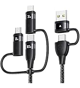 100W USB C Multi Charging Cable, USAMS 4FT 5-in-1 5A Fast Sync Charger Adapter Nylon Braided Type...