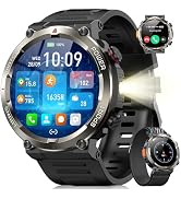 Military Smart Watch for Men(Answer/Make Calls),Outdoor Smartwatch with 100 Days Battery/Flashlig...