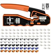 LEENUE RJ45 Crimp Tool Pass Through Cat5e Cat6 Ethernet Crimper, All-in-one Crimping Tool Crimper...