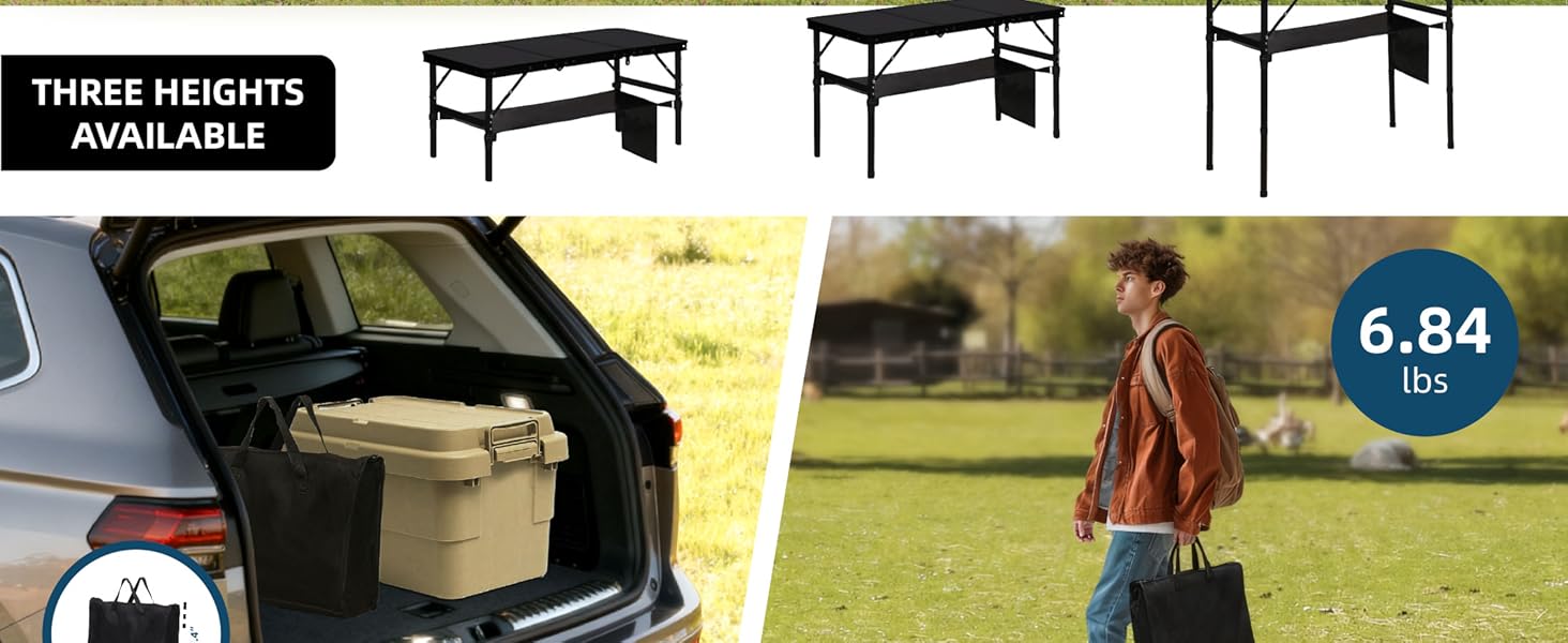 Tri-fold camping table