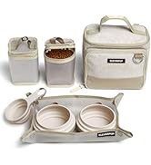 Cleverpup, Small 7-Piece Bistro Box Dog Food Travel Kit, 6-Cup Kibble Storage, 2 Silicone Bowls, ...