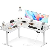 AODK Electric L Shaped Standing Desk, 59 Inch Height Adjustable Stand Up Desk with Power Outlets ...