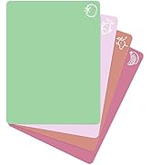 Extra Thick Pastel Flexible Plastic Cutting Board Mats with Food Icons &amp; EZ-Grip Waffle Back, (Se...