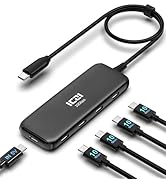 10Gbps USB C Hub with 40cm Long Cable, ICZI 4-Port USB 3.2 GEN 2 USB C Splitter Hub with 5V Power...