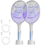 Bug Zapper 2 Pack, VANELC Electric Fly Swatter Racket Fly Zapper, 3000 Volt USB Rechargeable Fly ...
