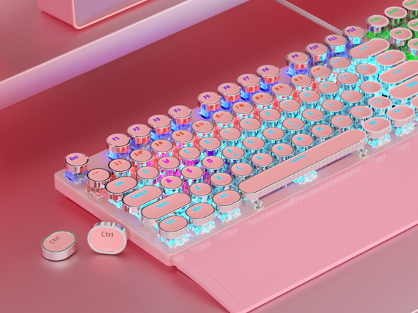 pink keyboard typewriter style keyboard mechanical keyboards light up keyboard cute