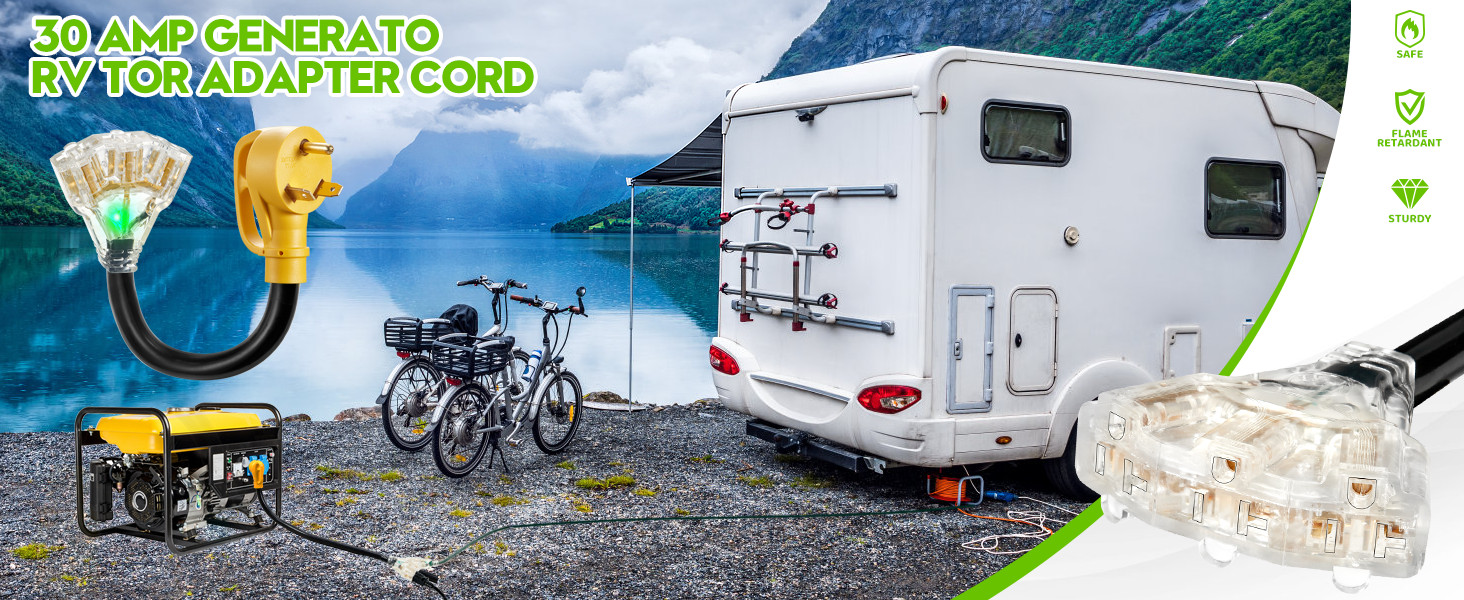 30 Amp to 110V RV/Generator Distribution Adapter Cord