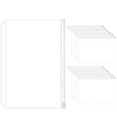 12PCS A5 Clear Zipper Binder Pockets with 6 Holes for Journal &amp; Budget Filing