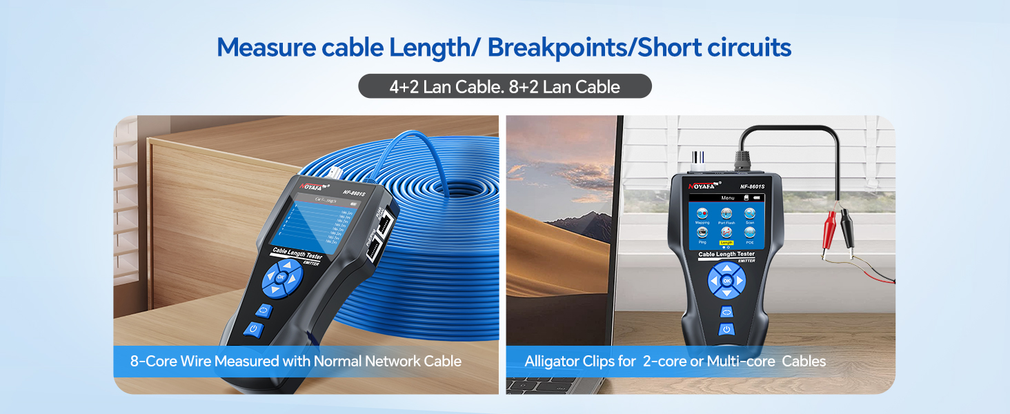 Network Cable Tester, Ethernet Tester with LCD Tracer, LAN Ethernet, PoE Test