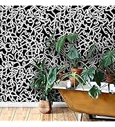 Ismoon 17.3"x118" Peel and Stick Wallpaper Black and White Contact Paper Black Modern Striped Rem...