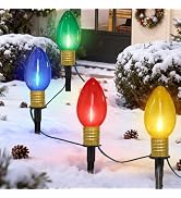 7Ft Christmas Pathway Lights Outdoor with 4 C9 LED Clear Multicolor Bulbs | Connectable Pathway S...