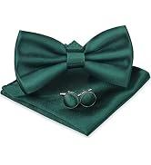 URAQT Men's Bow Tie, Classic Solid Color Pre-Tied Bow Tie for Men Satin Tux Bowtie Set Adjustable...