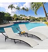 PayLessHere Patio Chaise Lounge Set of 3 Adjustable Back Outdoor Lounge Chair Folding Wicker Recl...