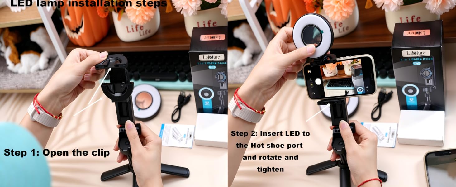 Selfie stick with light