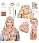 Katech Crochet Kit for Beginners w/Step-by-Step Instruction for Hat, Scarf | Complete Crochet Kit...