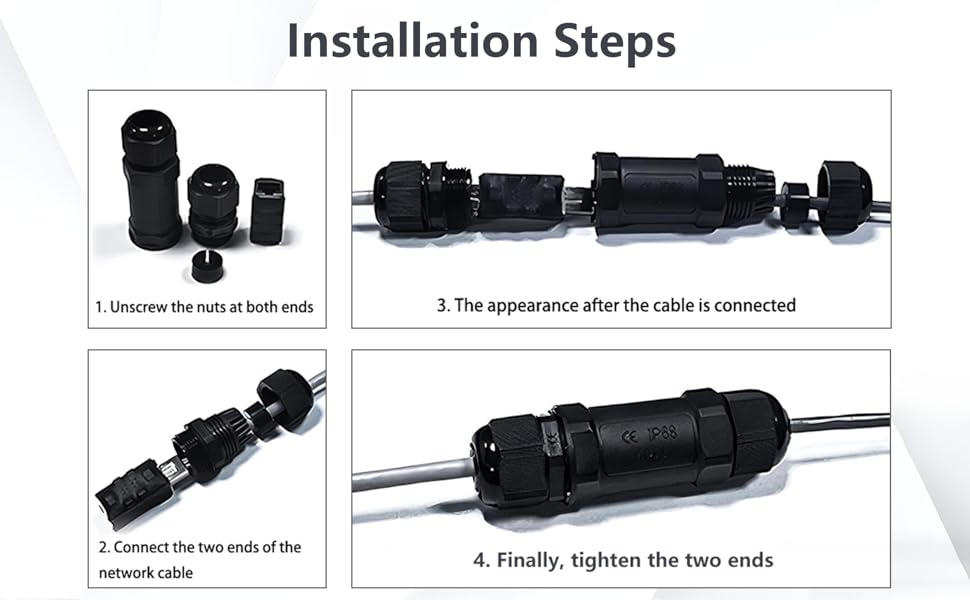 Network Cable Extension Adapter for Starlink, Industrial Outdoor IP68 Network Docking Connector