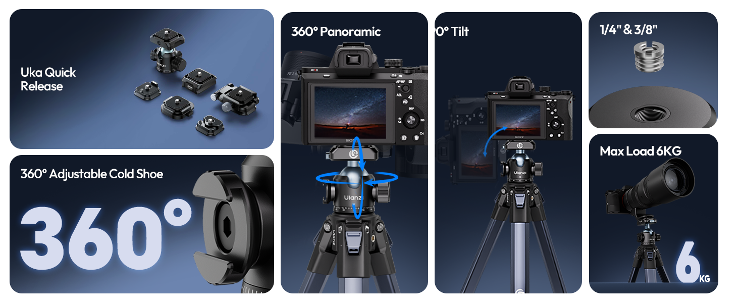 360° Rotating Panoramic Ball Head For tripods, monopods, sliders and gimbals