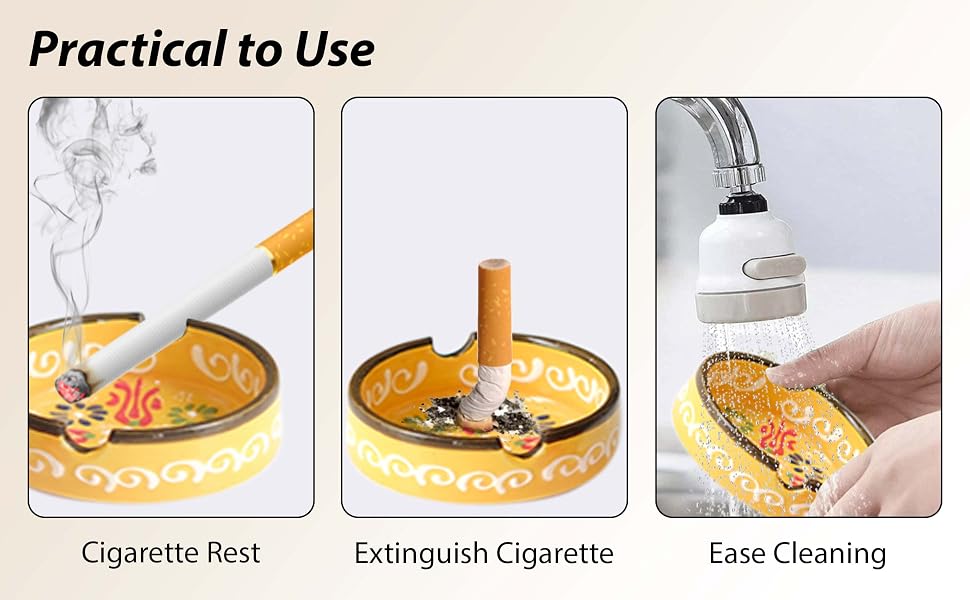 Ceramic Ashtray, Hand-Painted Smokeless Asthray Indoor