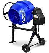 LDHTHOPI 4.3 Cu.Ft. Concrete Mixer Machine, 450W 3/5HP Electric Cement Mixer Machine with Wheel a...