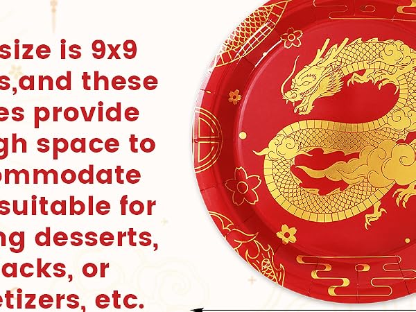 24Pcs Chinese New Year Paper Plates