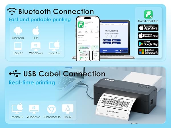 Bluetooth Thermal Shipping Label Printer, 4x6 Wireless Thermal Address Label