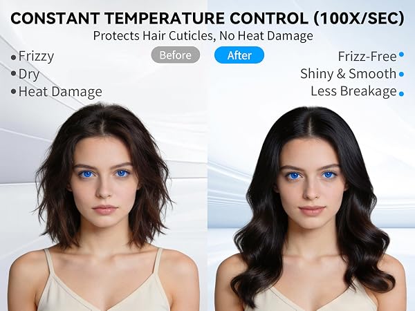 Hair dryer 100x/sec constant temperature control for frizz-free, shiny, damage-free hair