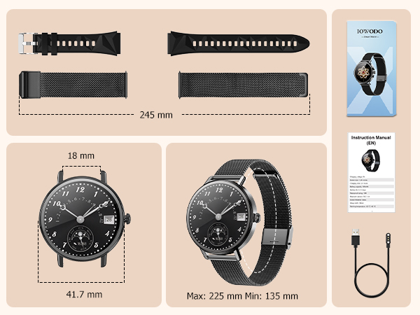 Product specifications and size illustration chart