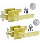DSJJBLL Keyed Alike Entry Door Lever, Reversible Door Knobs with Lock and Same Keys, Square Door ...