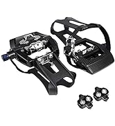 BV Bike Shimano SPD Compatible 9/16'' Pedals with Toe Clips - MTB/Spin/Indoor/Exercise/Peloton Bi...