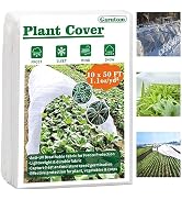 Garutom Plant Covers Freeze Protection 10ft x 50ft 1.1 oz Frost Cloth Plant Freeze Protection, Fr...