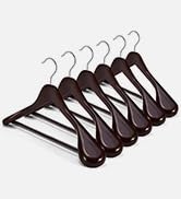 HOUSE DAY High-Grade Coat Hangers, Wide Shoulder Wooden Hangers with Non Slip Pants Bar, Smooth R...