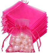 joycraft 50Pcs Organza Bags, 2.7"x3.5" Gift Favor Bags, Red Breathable Tulle Bags with Drawstring...