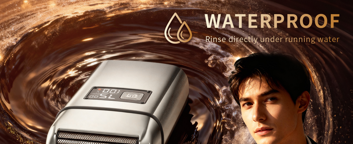 Electric Razor for men,Foil Shaver with pop-up trimmer,Cordless Beard Trimmer,LED Display,Two-speed