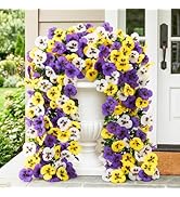 YAOLMSSY Artificial Pansies Flowers for Outdoors, 2 Pcs Faux Hanging Pansy UV Resistant Fake Plan...