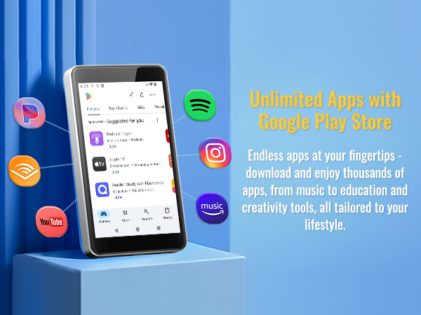 M4Pro MP3 Player for kids with Spotify