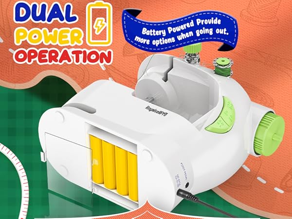 Teacone sewing machine offers both battery and plug-in options.