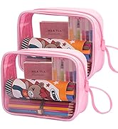 Lermende Clear Pencil Case 2 Pack,Big Capacity Marker Bag For Kids Girl,Clear Pencil Pouch Marker...