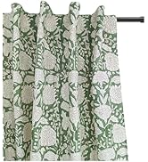 ATOSII 100% Cotton Single Panel Floral Block Print Curtain, Easy Hanging with Rod Pocket &amp; Loop, ...