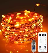 QBIS 100 Red, Orange &amp; Yellow LEDs, fairy lights for bedroom with Remote, twinkle lights plug in ...