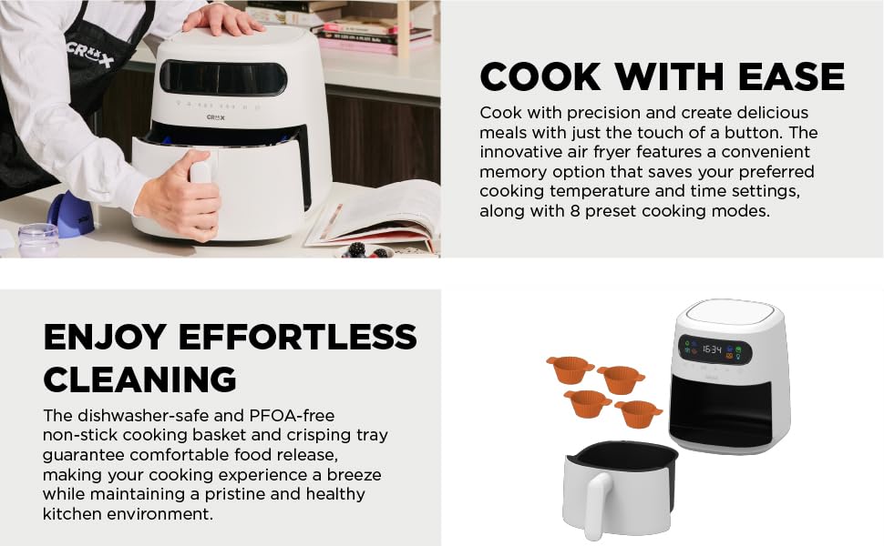 Memory Option, 8 Preset Modes, Dishwasher Safe Parts