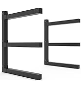 Tigerden Lumber Storage Metal Rack, 3-Level Wall-Mounted Organizer and Wood Rack, Indoor &amp; Outdoo...