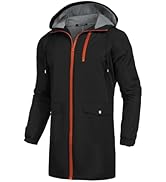 COOFANDY Men's Long Raincoat Ligtweight Rain Jacket Waterproof Outdoor Jackets with Hood