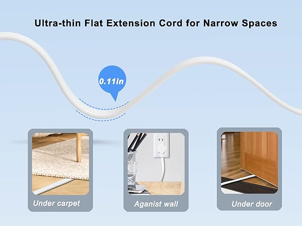 Long Cord Surge Protector Power Strip 25 FT Extension Cord white indoor prong 20 foot