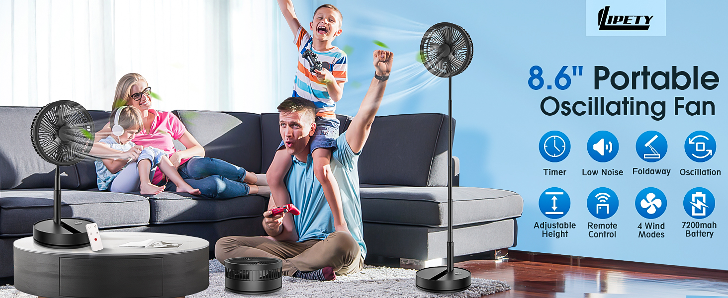 Foldable Oscillating Standing Fan