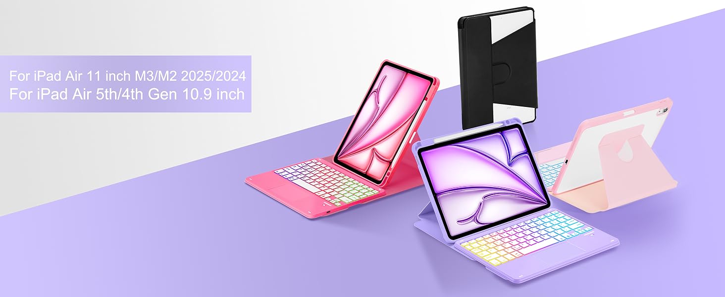iPad Air 11 Rotating Keyboard Case - Purple-1