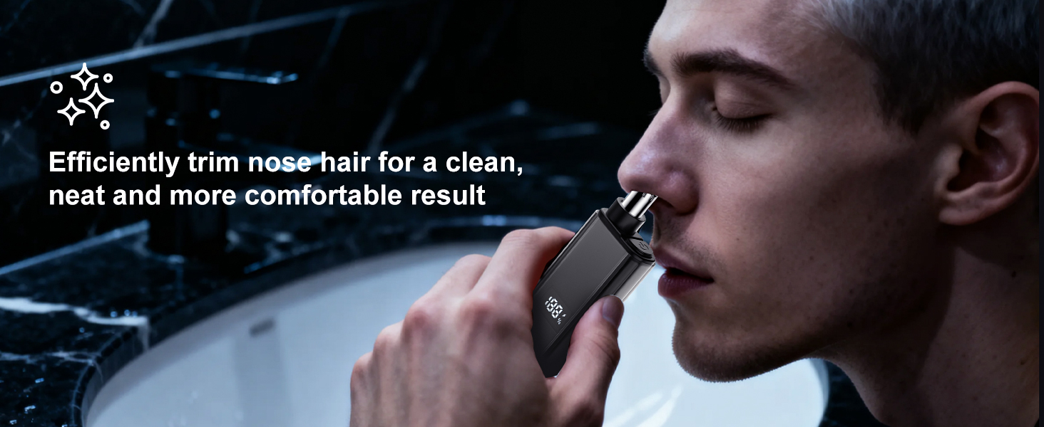 Nose hair trimmer in use for clean result