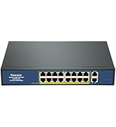 Davuaz 16 Port Gigabit PoE Switch with 2 Gigabit Uplink, IEEE802.3af/at Compliant, Up to 250W, Pl...