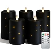 MUMCHASI 5 Packs Flameless Candles, Black Battery Operated Candles, Black LED Candles with Remote...