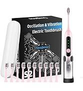 Seapeoa Adult Sonic Electric Toothbrush with 10 Brush Heads, Travel case, and Wall Bracket, Suita...