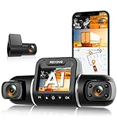 RexingUSA V2 PRO AI Dash Cam 3-Channel Front/Cabin/Rear 1080p Recording with Mobile App Night Vis...